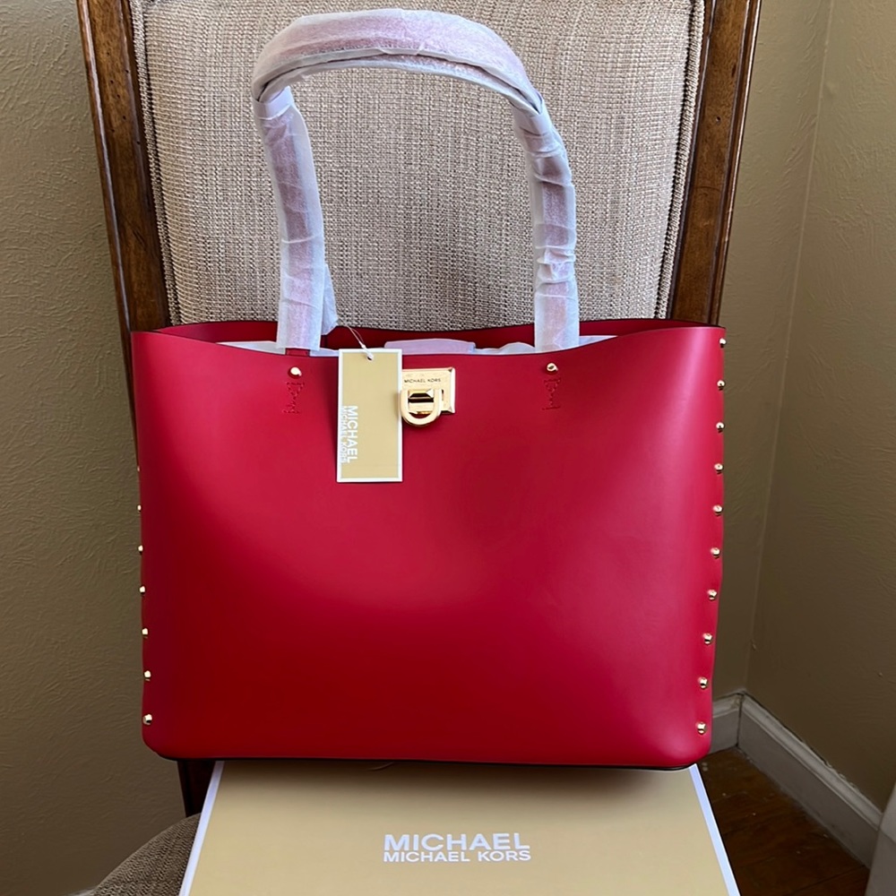 Michael Kors Manhattan Large Tote Leather Red Flame
